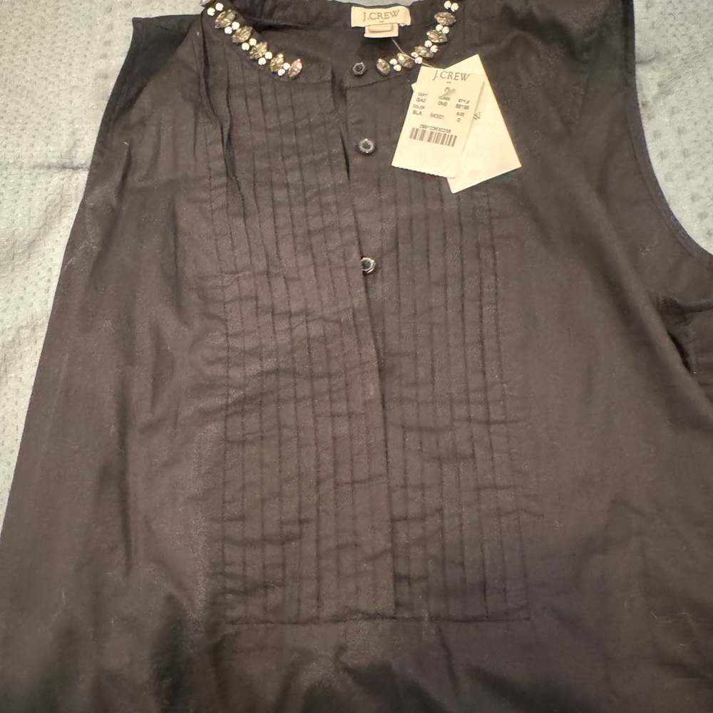 J.Crew Black Top with Jewel Collar